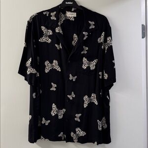 Celine Black Shirt with Cream Butterfly Pattern
